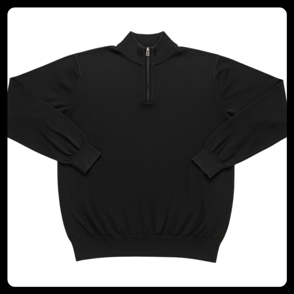 Jos. A. Bank Quarter Zip Sweater Mens XXL Black Pima Cotton Signature Pullover